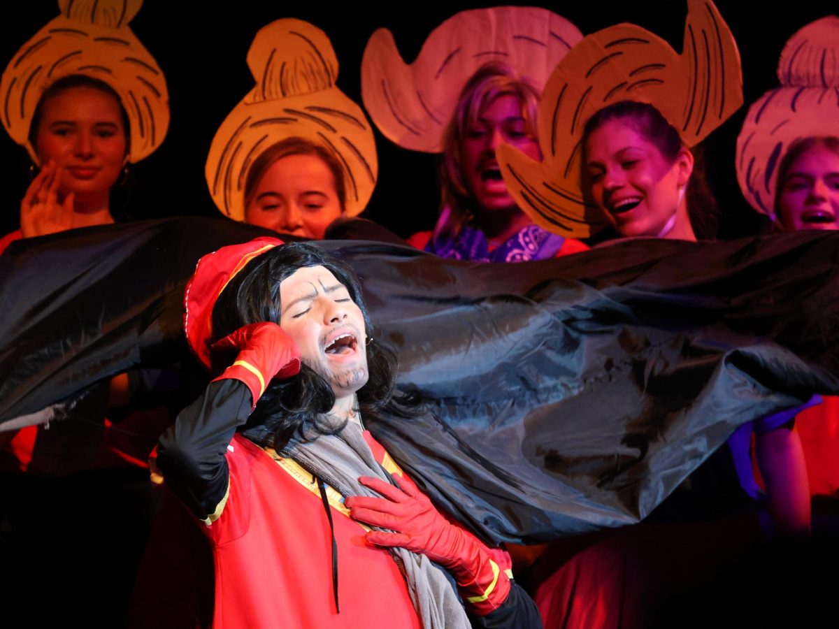 THE PERFECT KINGDOM. Lord Farquard (sophomore Austin Montalbano) and the citizens of Duloc sings about his kingdom and his delusions of being king. 