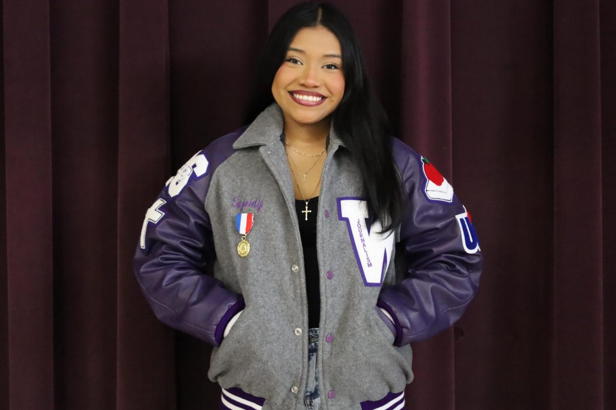 FOR THEM. With her letterman earned because of her contribution to Wildkat Media, senior Sujeidy Ortiz shows off her newest accolade - a first place medal from ILPC. 